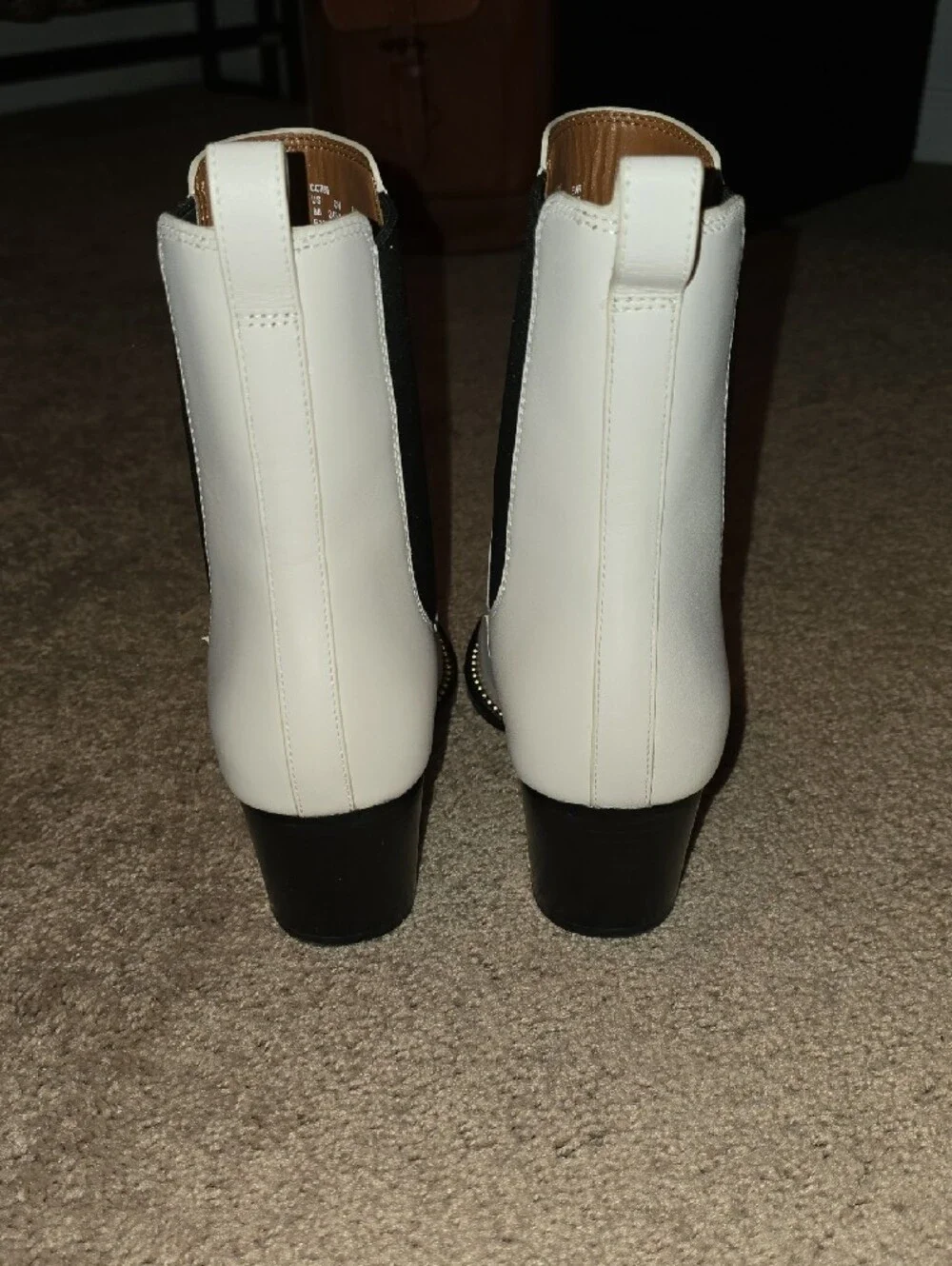 coach leather chelsea ankle boots with studded trim